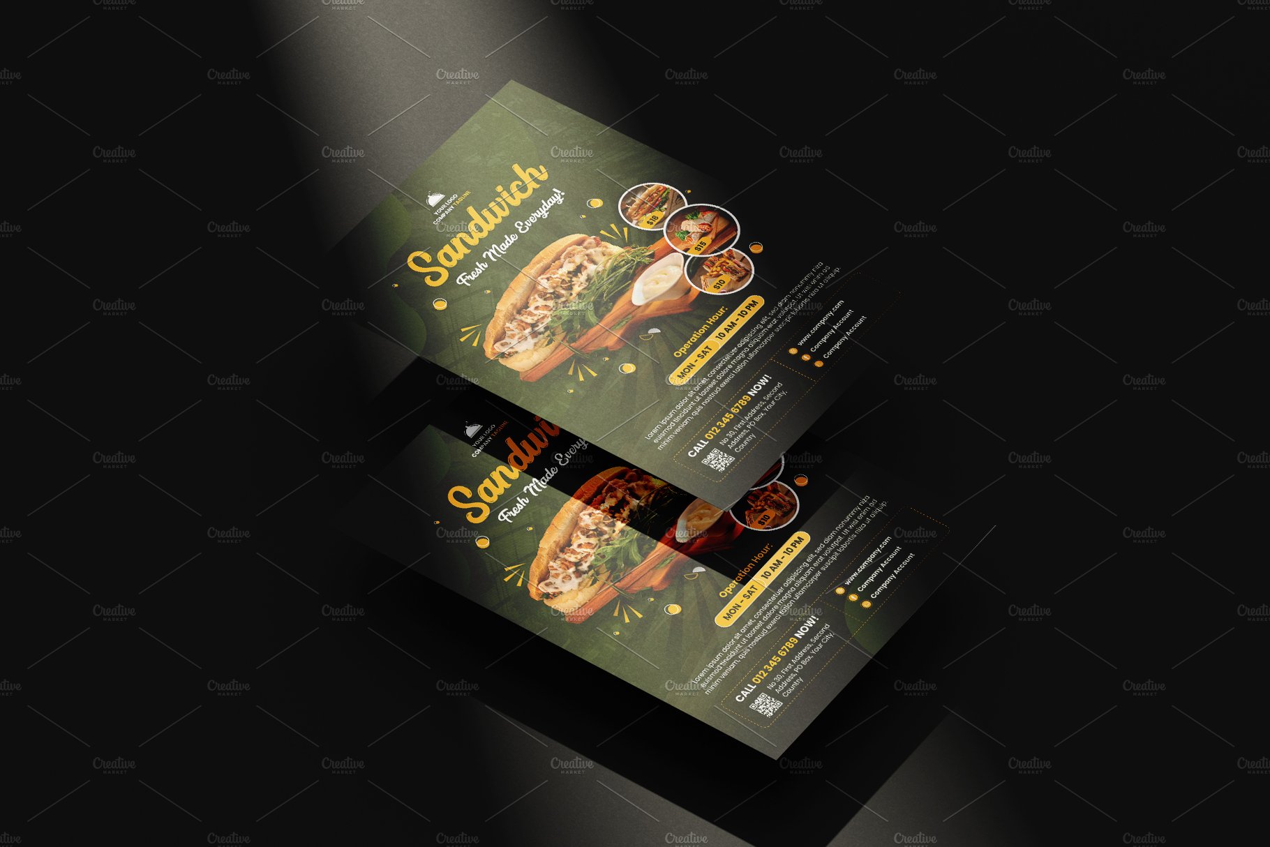 Food Restaurant Flyers Template preview image.