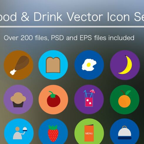 Flat Food & Drink Icon Pack - Vector cover image.