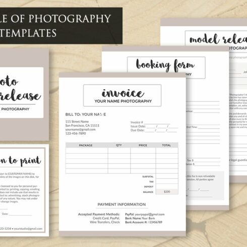 Photography Forms PSD Templates Set cover image.