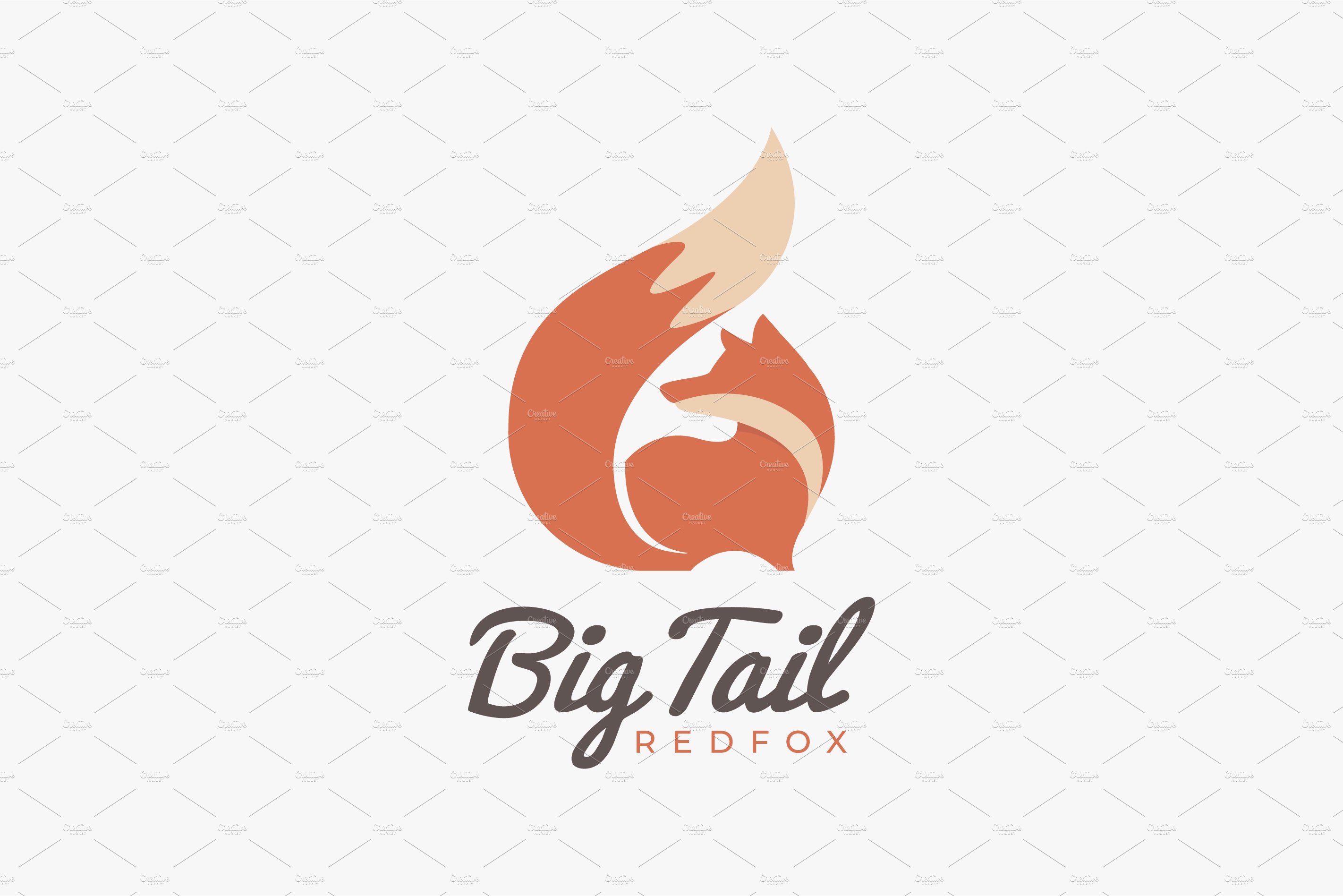 Big Tail Red Fox logo icon vector cover image.
