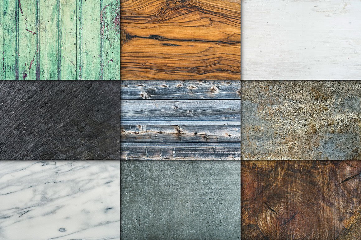 100 Textures Pack. Wooden & Stone preview image.