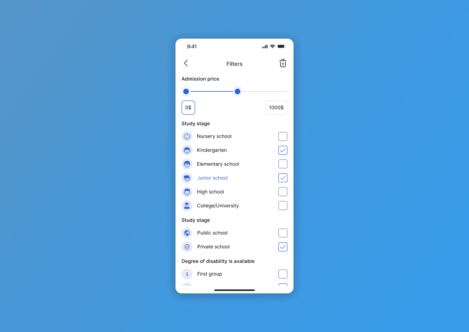 Blue background with a white app icon.