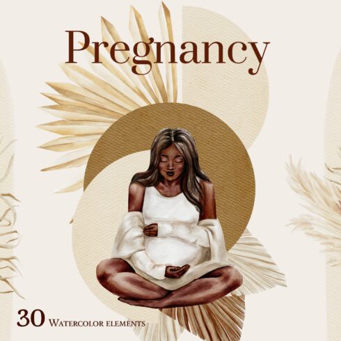 Watercolor pregnancy woman clipart cover image.