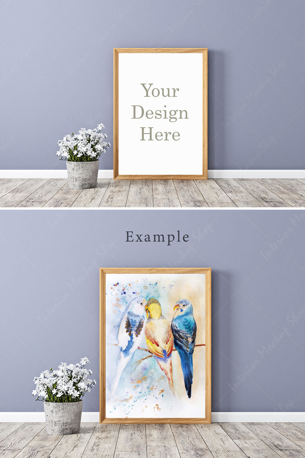 Mock up poster in interior pinterest preview image.