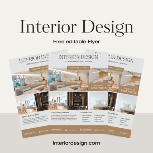 Customizable Interior Design Flyer cover image.