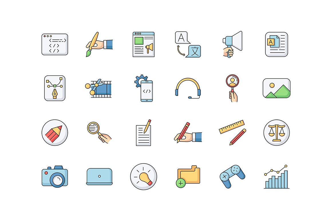 Freelance professions elements icons cover image.