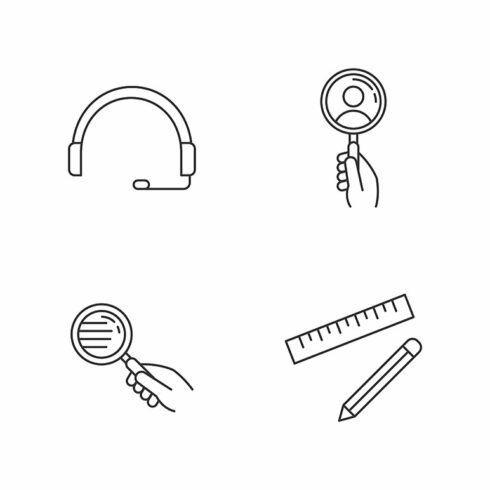 Support service elements icons set cover image.