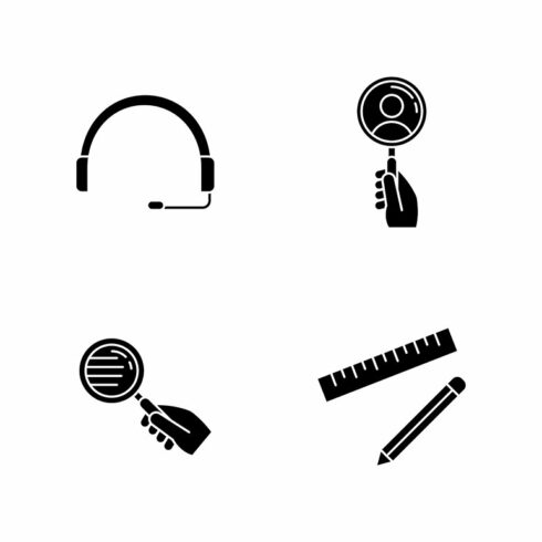 Support service elements icons set cover image.