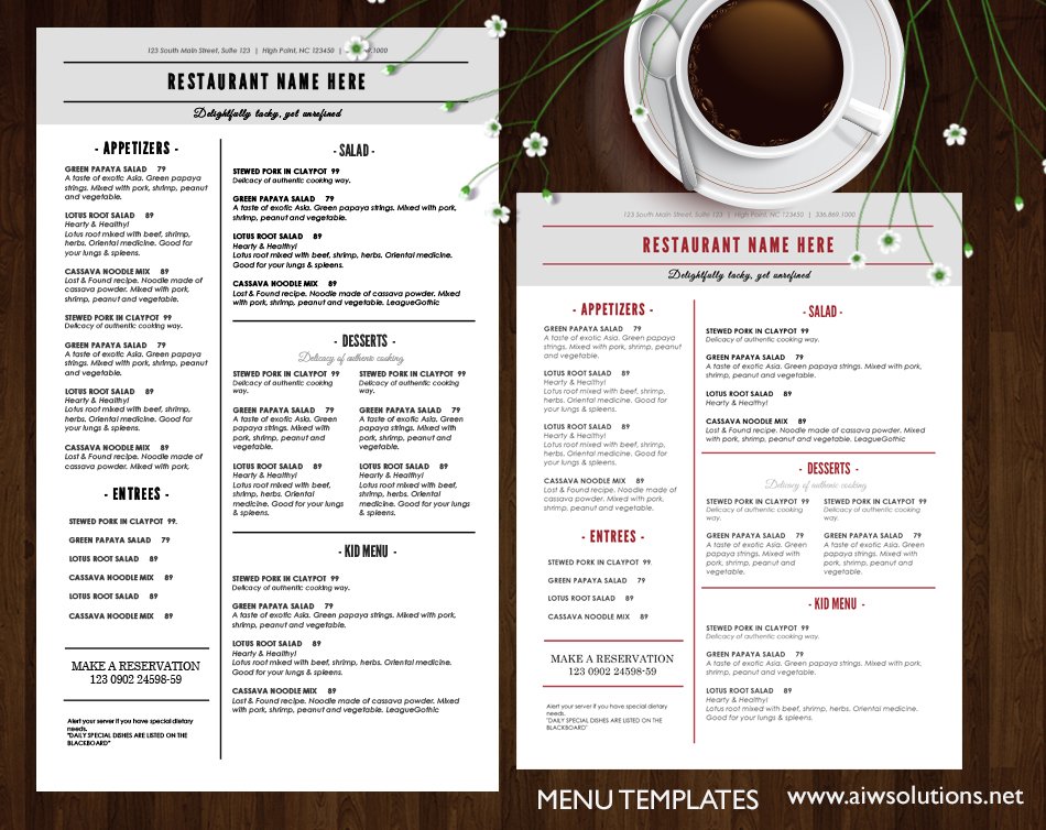 Restaurant Menu preview image.