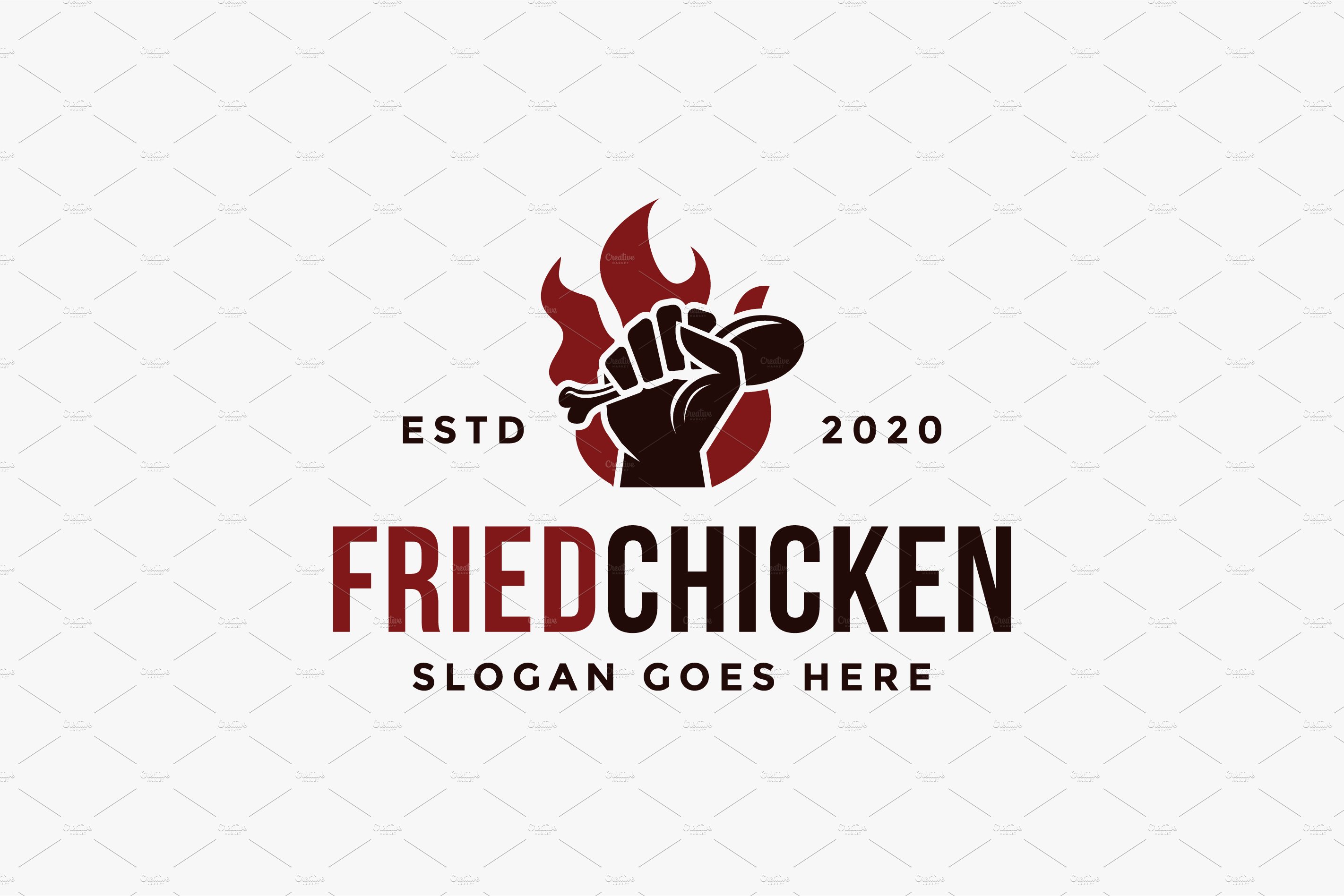 Hand holding hot fried chicken logo cover image.