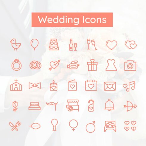 Wedding & Valentine Icon Set cover image.