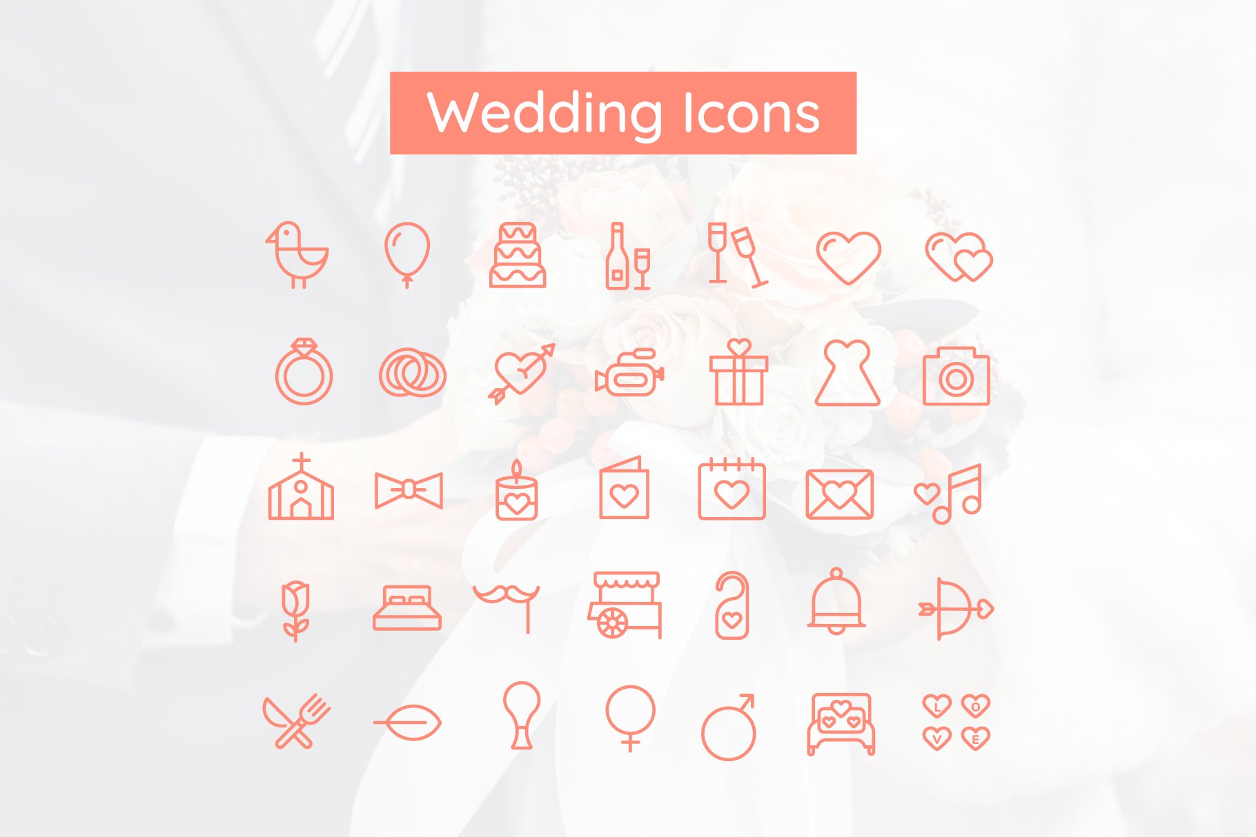 Wedding & Valentine Icon Set cover image.