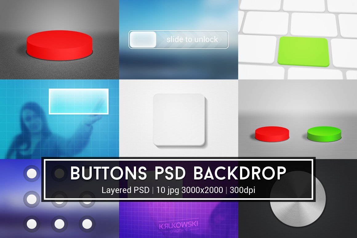 Buttons PSD Backdrop cover image.