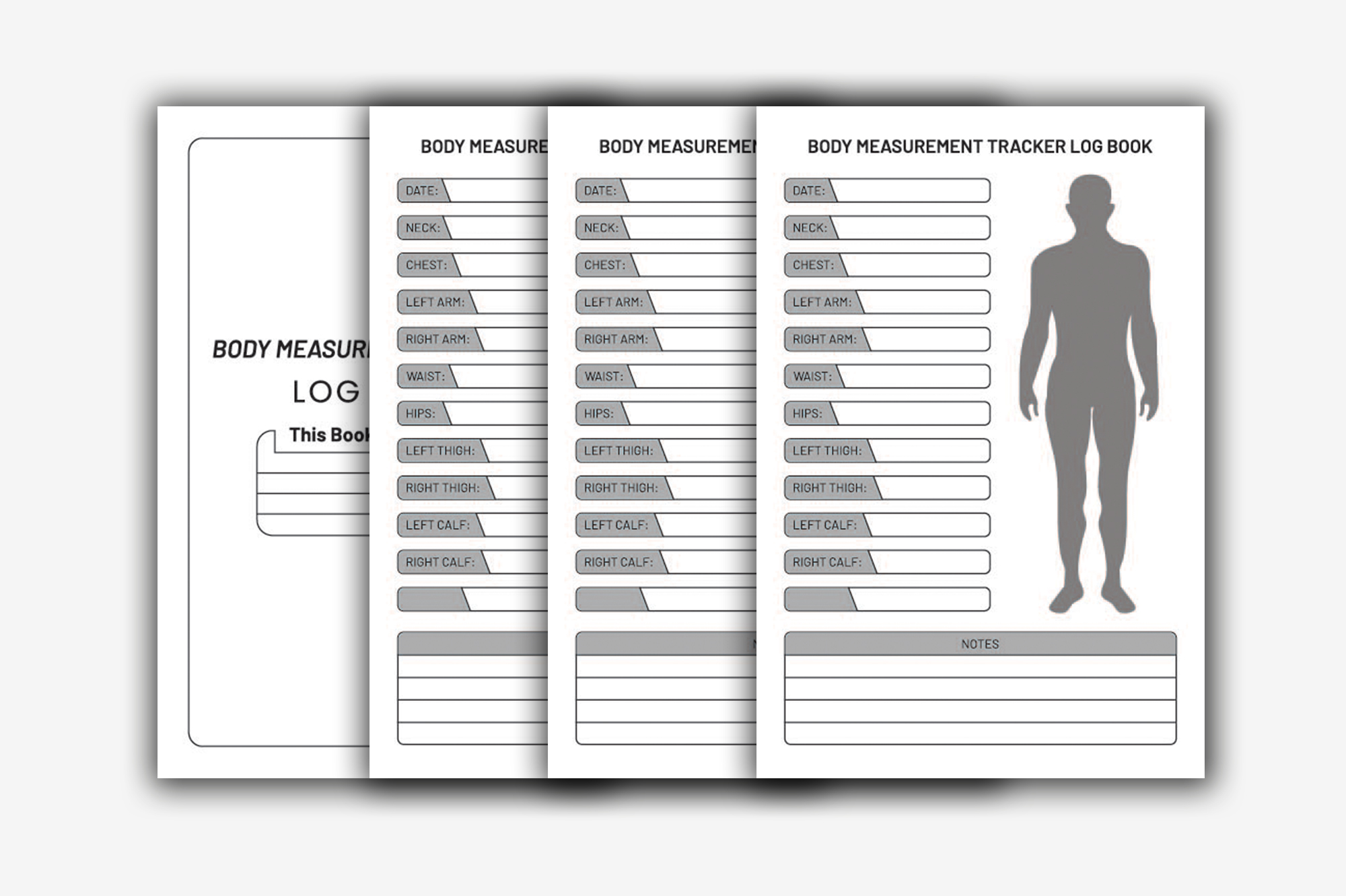 Set of three body measurements worksheets.