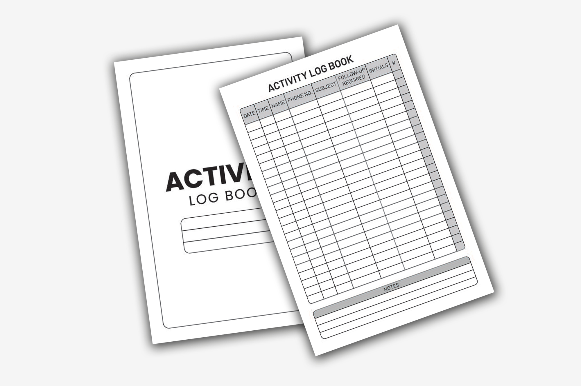 Printable activity log and activity log book.