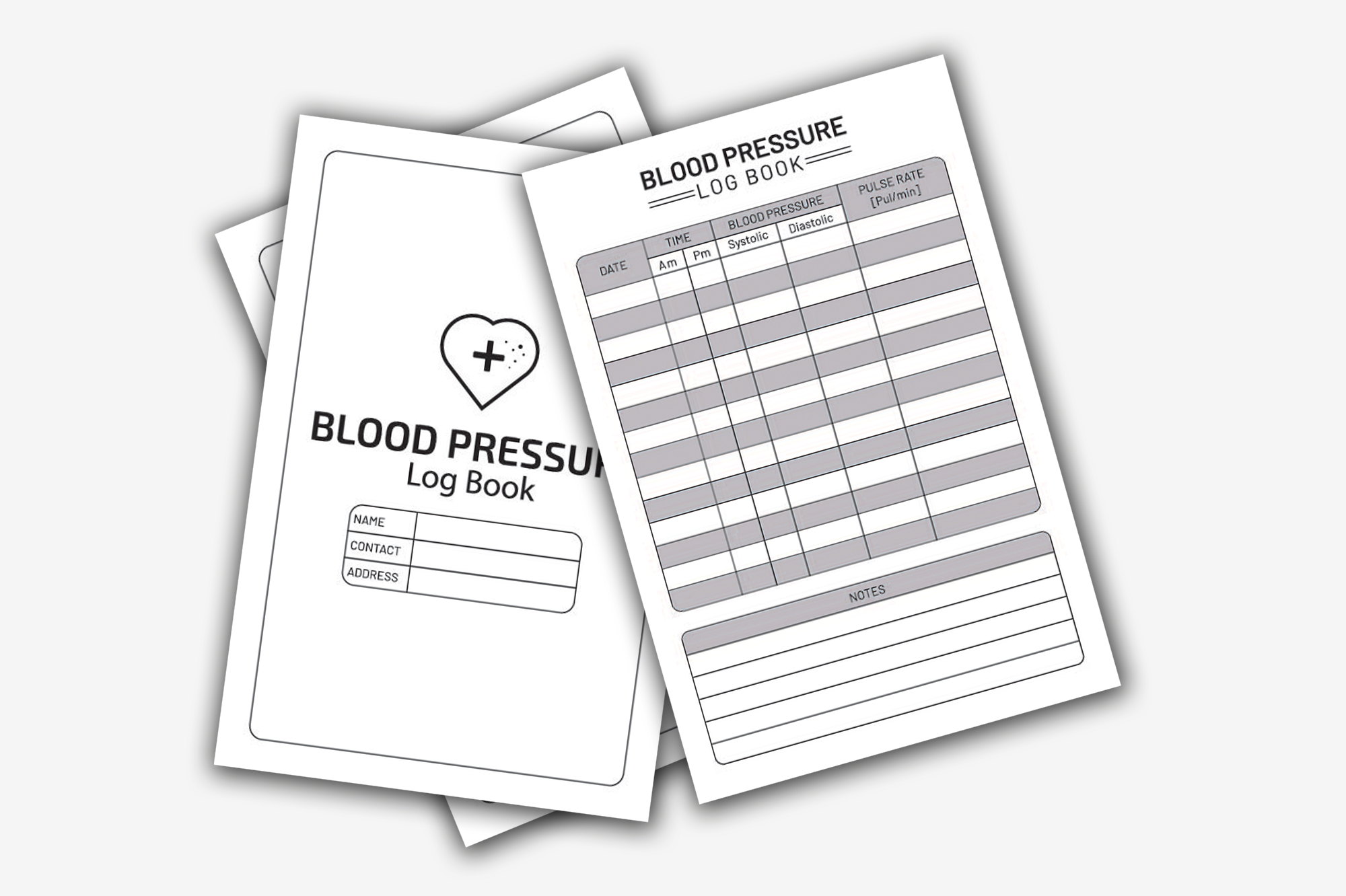 Blood pressure log with a heart on it.