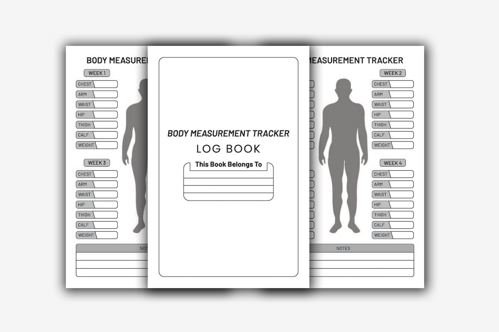 The body measurement tracker log book.