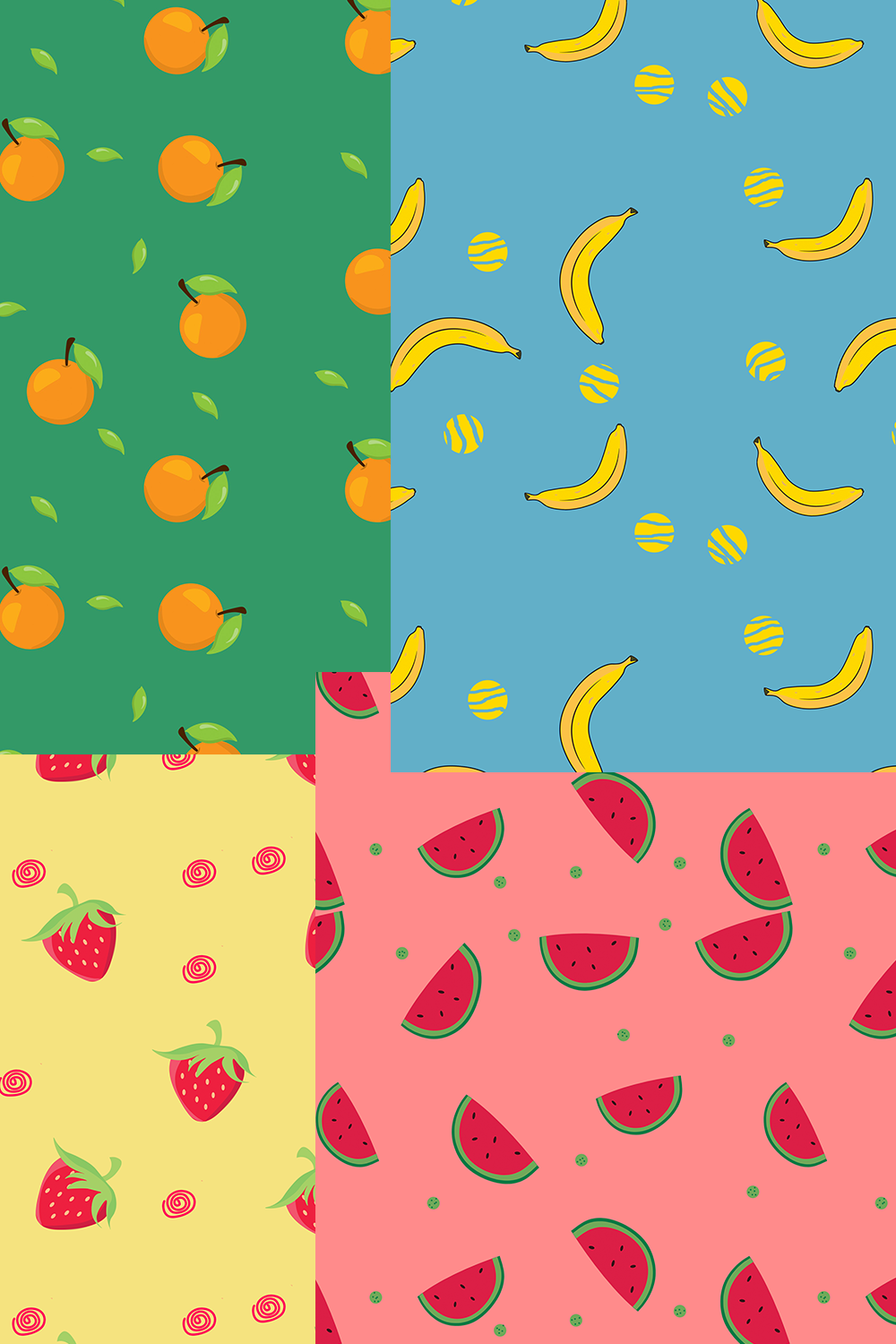 FRUITS SEAMLESS PATTERN SETS pinterest preview image.