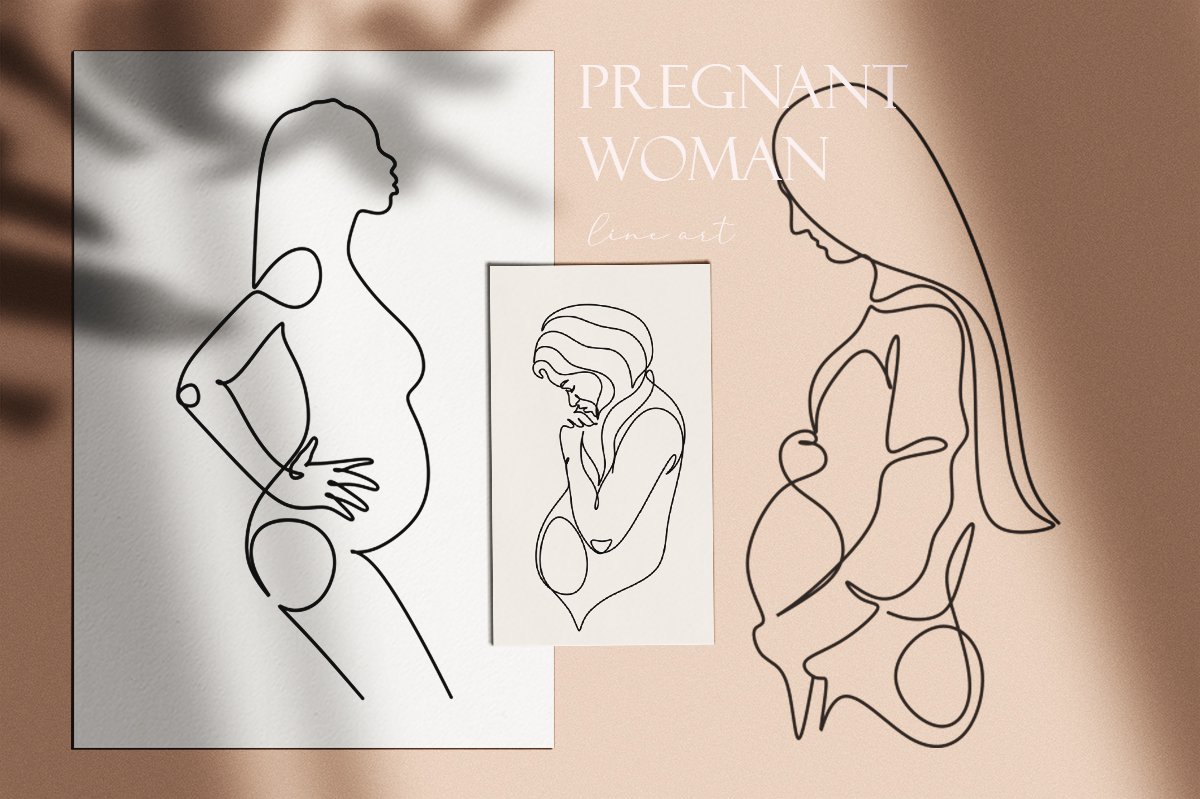 Pregnant Belly Mother Wall Art Print, Pregnancy Decor, Blue Woman Butterfly  - BittenByErmines