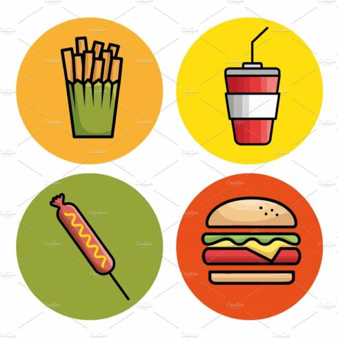 fast food set icons cover image.