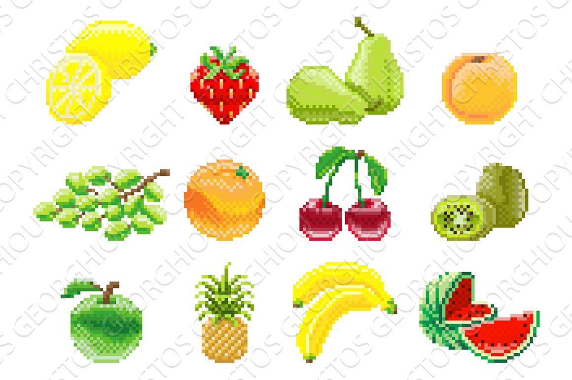 Pixel Art 8 Bit Video Game Fruit Ico cover image.