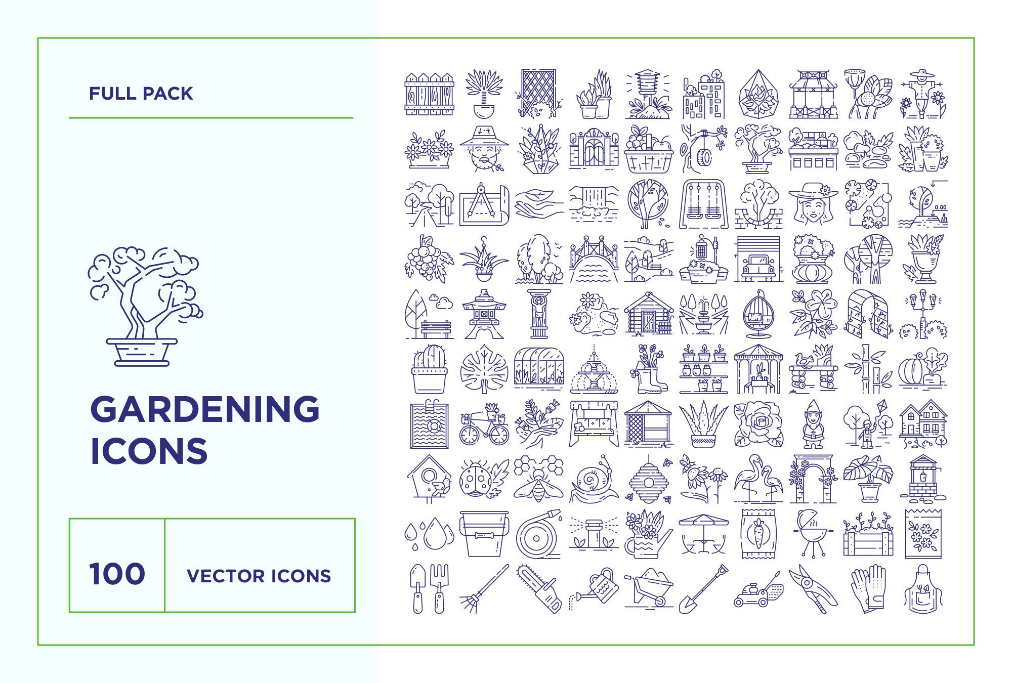 Gardening Line Icon Set preview image.