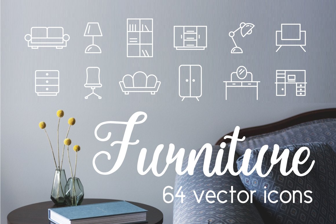 FURNITURE - vector icons cover image.