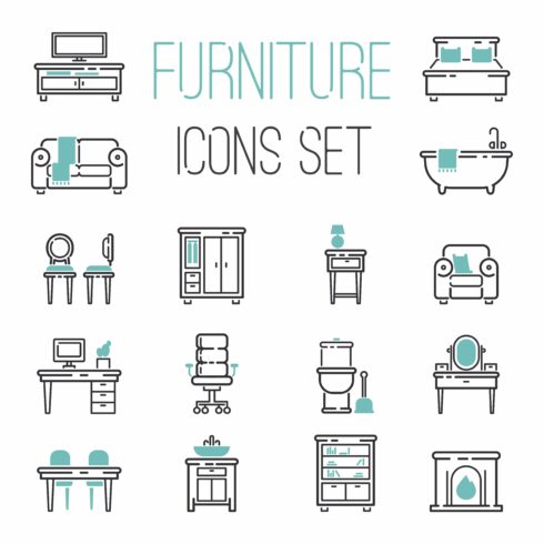 Furniture icons vector illustration cover image.