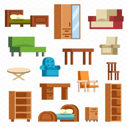 Furniture and home decor vector set cover image.