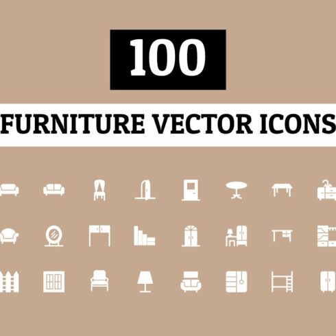 100 Furniture Vector Icons cover image.