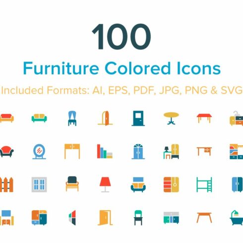 100 Furniture Colored Icons cover image.
