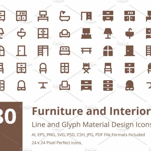 180 Furniture Material Design Icons cover image.