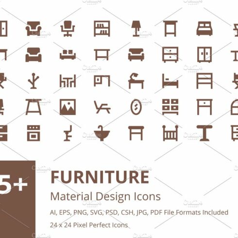175+ Furniture Material Design Icons cover image.