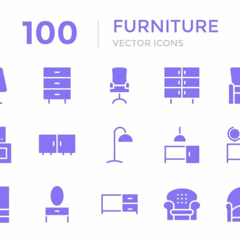 100 Furniture Vector Icons cover image.
