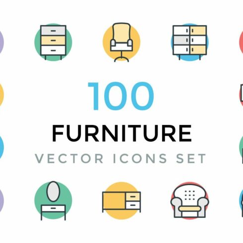 100 Furniture Vector Icons cover image.