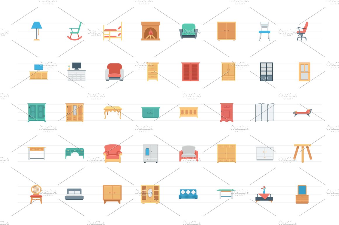 196 Flat Furniture and Interior Icon preview image.