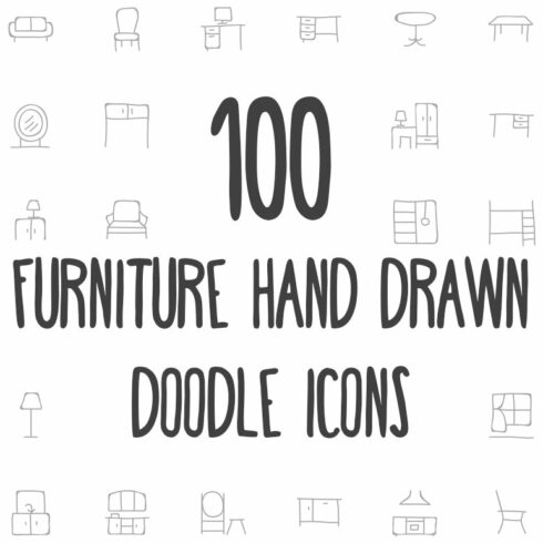 100 Furniture Hand Drawn Doodle Icon cover image.