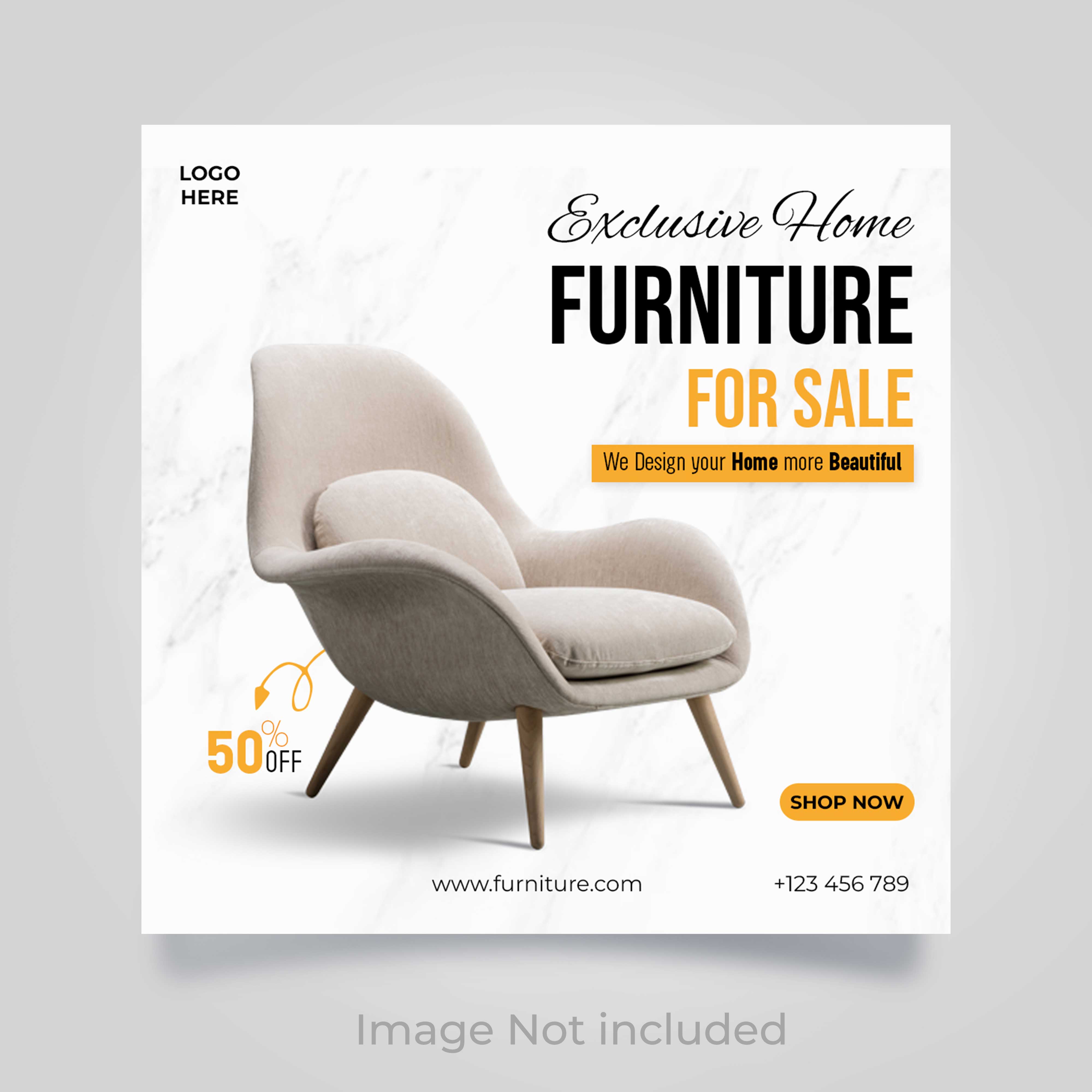 Flyer for furniture sale with a chair.