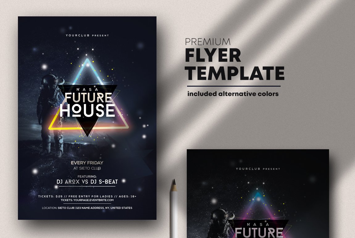 Future House – Futuristic PSD Flyer cover image.
