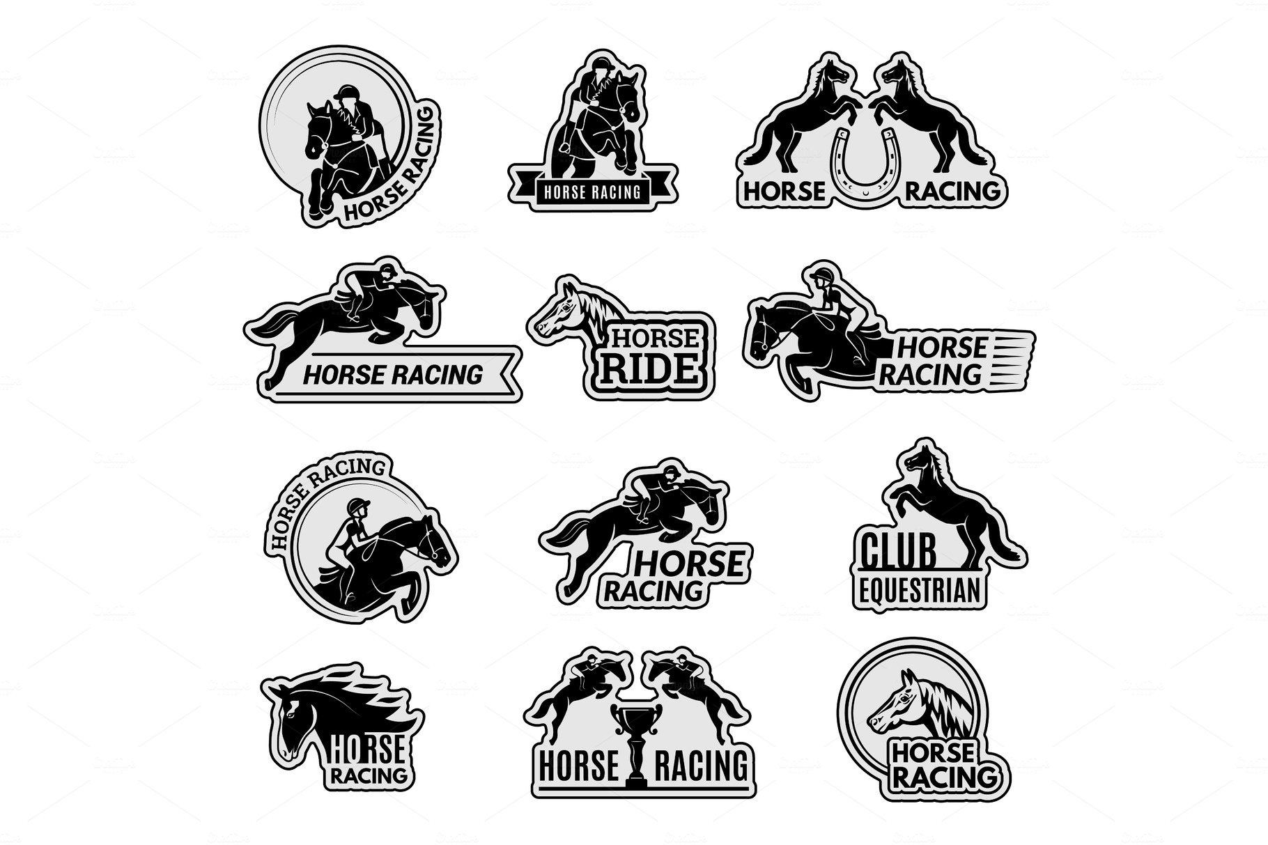 Equestrian club logo. Racehorse cover image.
