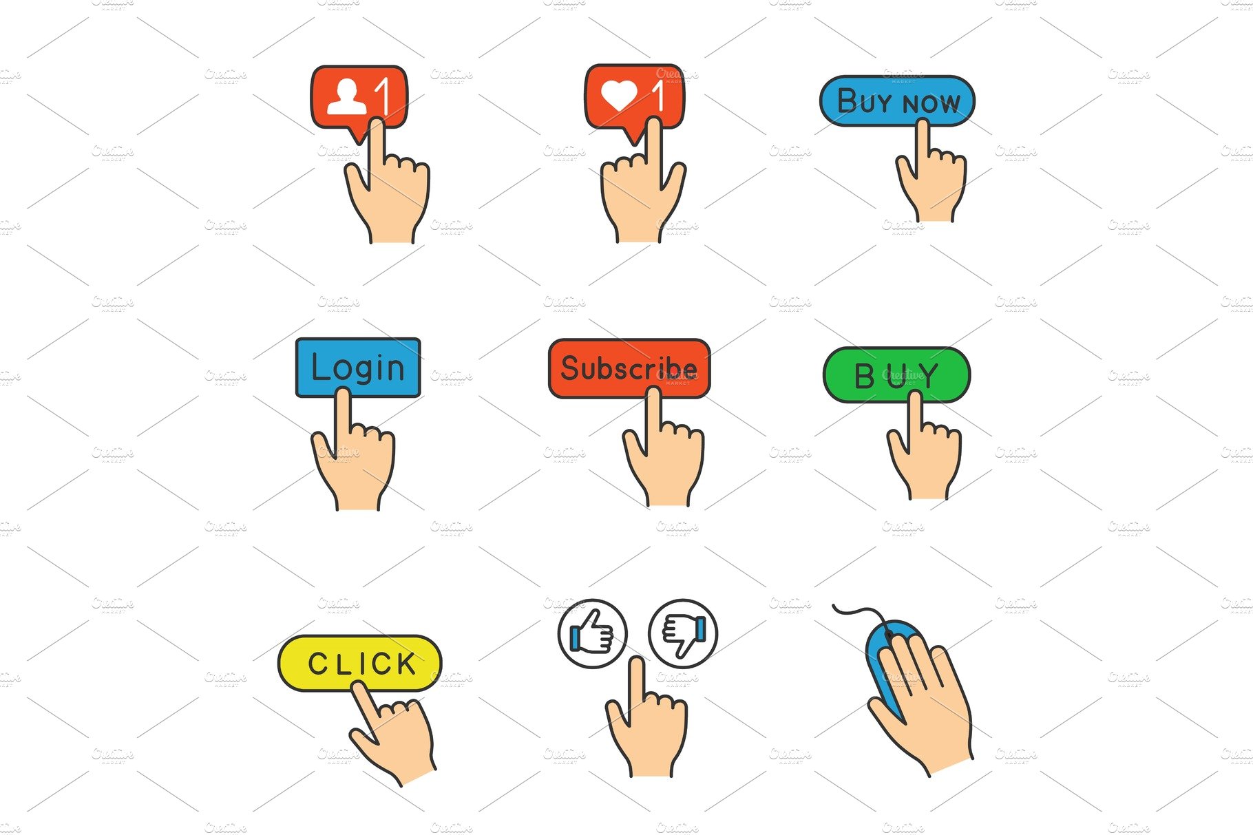 App buttons color icons set cover image.