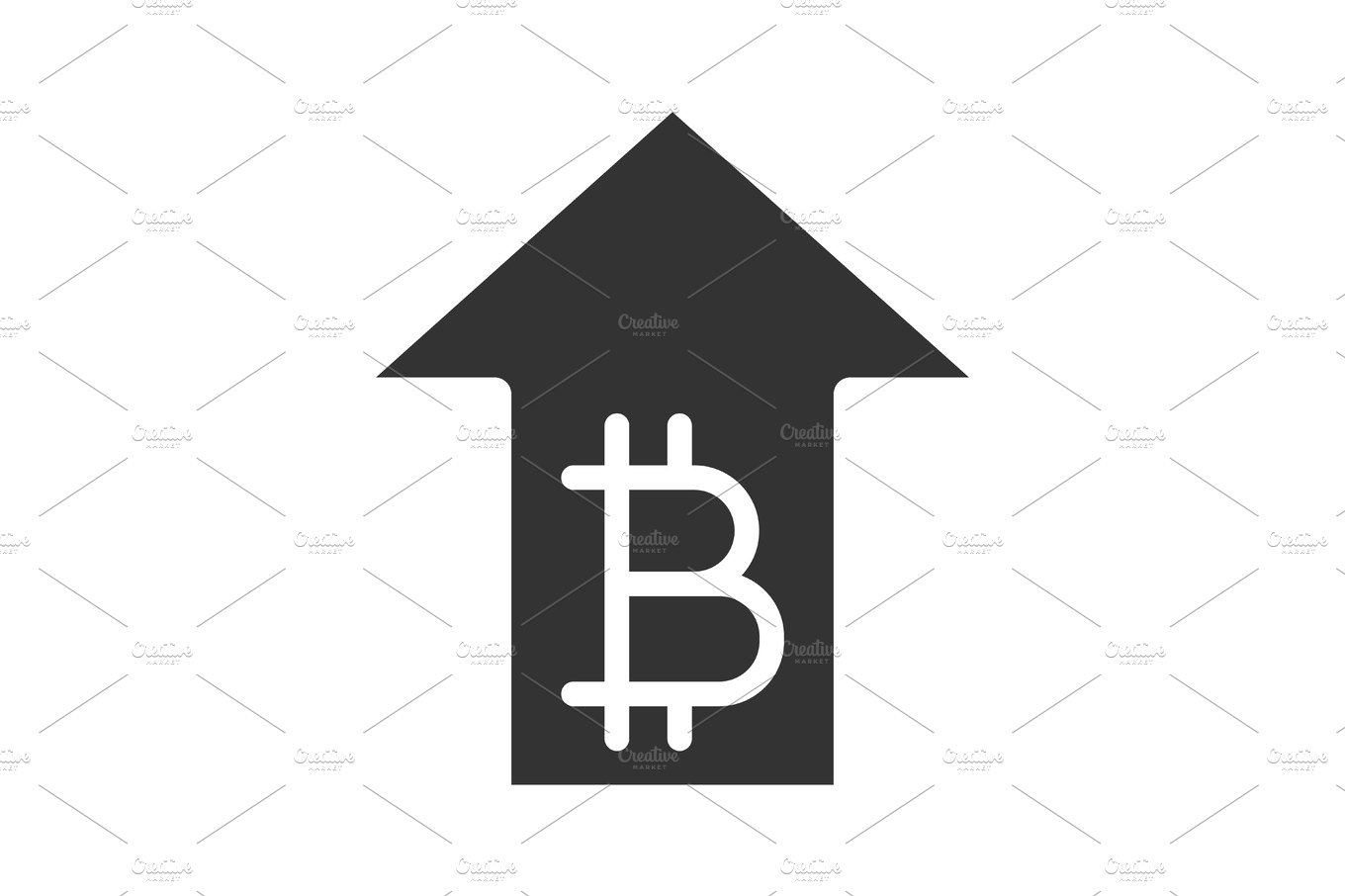Bitcoin rate rising glyph icon cover image.
