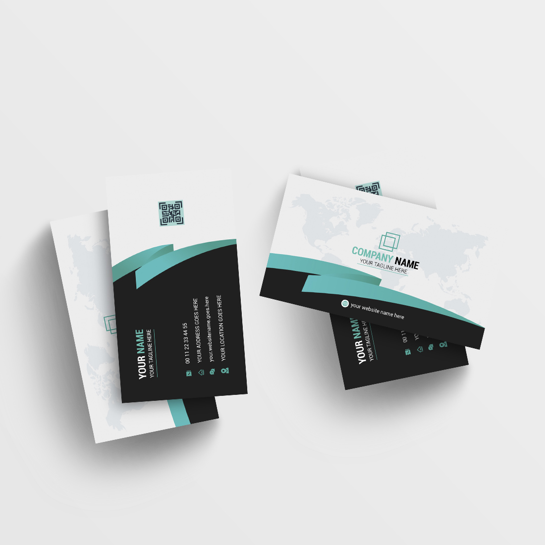Set of three business cards on top of each other.