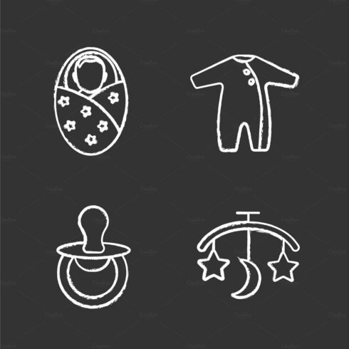Childcare chalk icons set cover image.