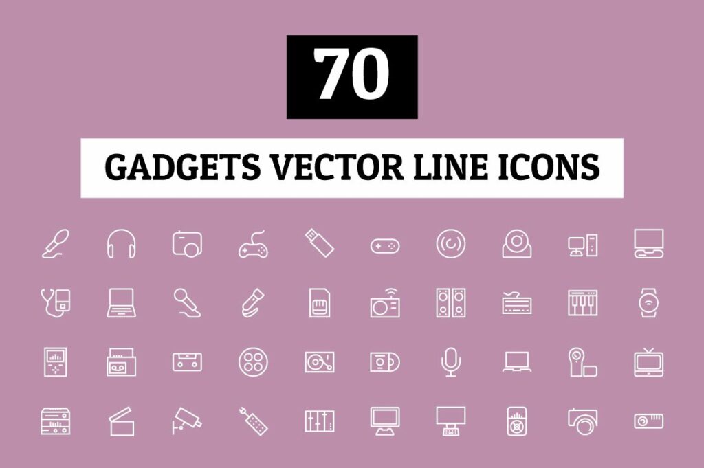 70 Gadgets Vector Line Icons – MasterBundles