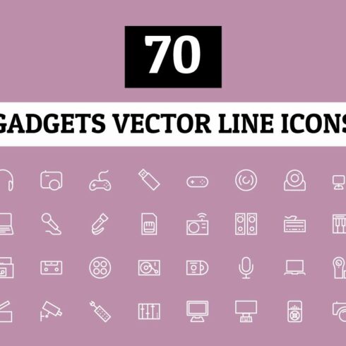 70 Gadgets Vector Line Icons cover image.