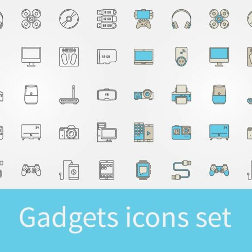 Gadgets icons set cover image.