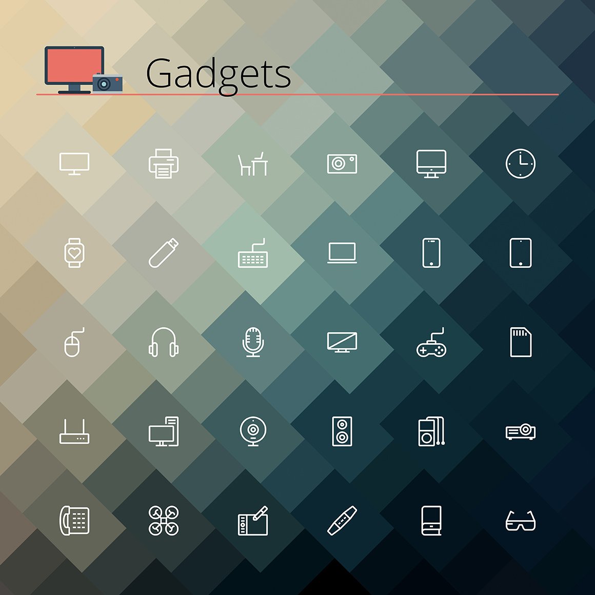 Gadgets Line Icons preview image.