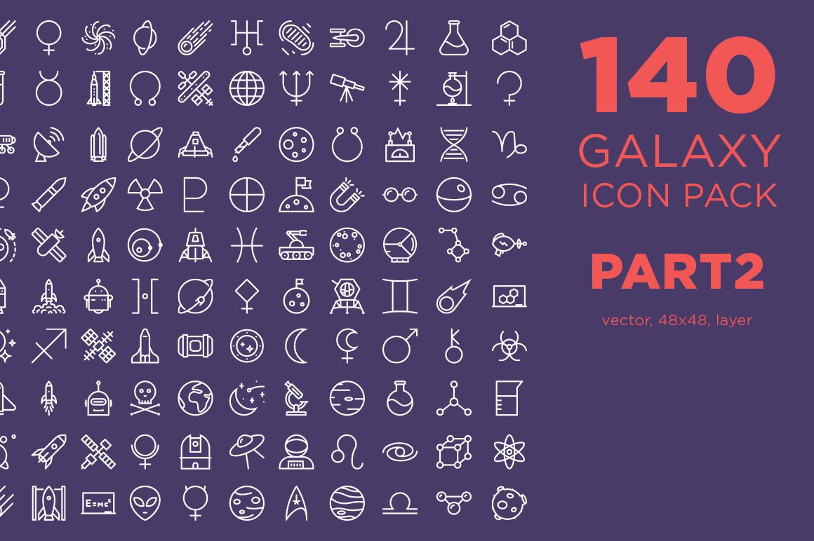 140 Galaxy Icon Pack PART 2 - $5 cover image.