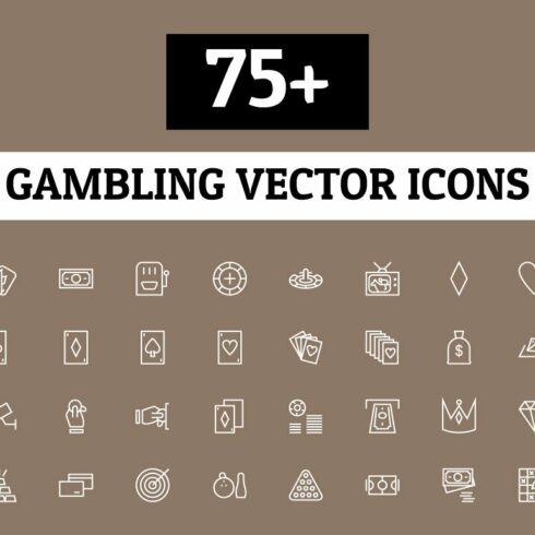 75+ Gambling Vector Icons cover image.